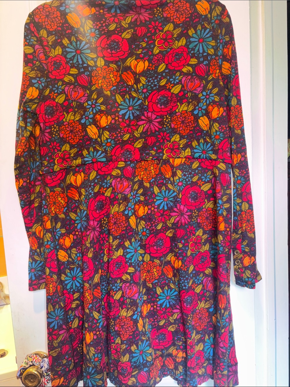 NATURAL LIFE MULTICOLORED FLORAL COTTON BUTTON DOWN DRESS DRAW STRING INSIDE NWT - Picture 7 of 10